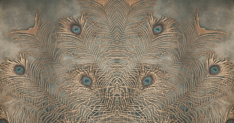 Papier Peint Majestueuse Plume Paon - Muralconcept