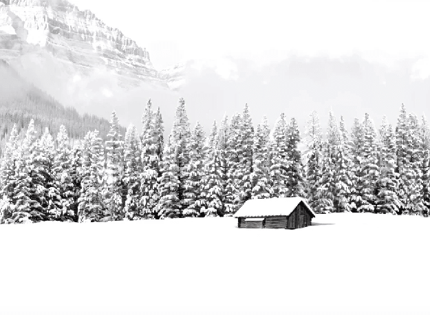 Papier peint panoramique chalet en montagne - Muralconcept