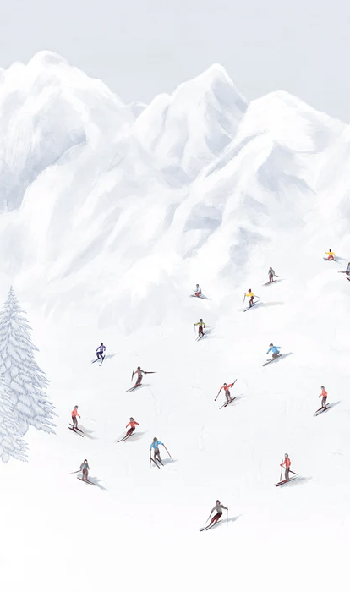 Colorful mountain skiers wallpaper