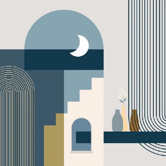 Papier peint arche bleu graphique