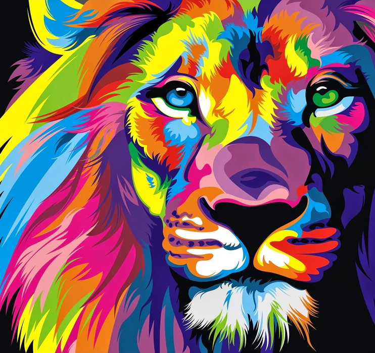 Papier peint panoramique lion color pop - Muralconcept