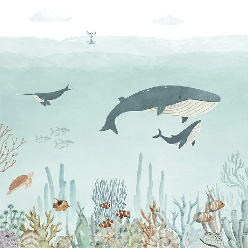 Papel pintado Ballenas azules - Muralconcept