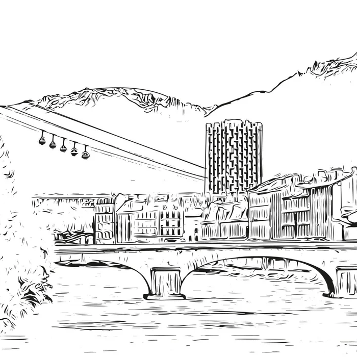 Papier peint téléphérique Grenoble Belledonne, XXL, tendance