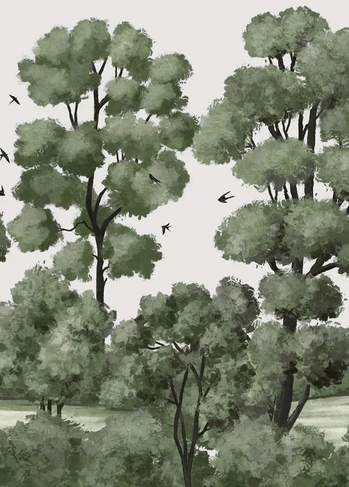 Papier peint paysage rivière forêt vert, XXL, tendance