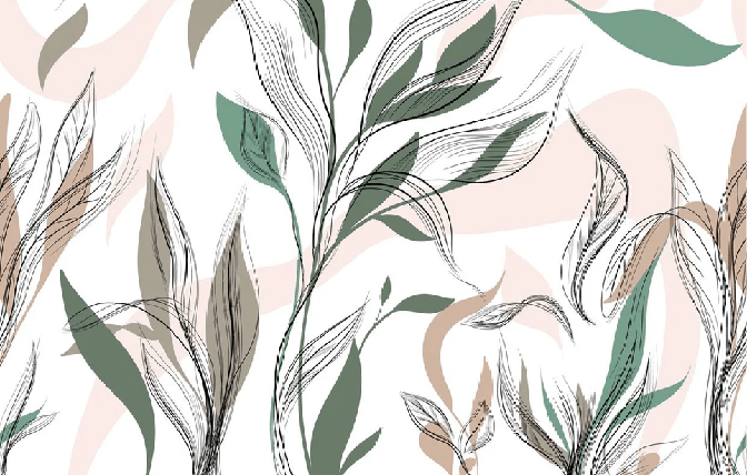 Papier peint panoramique fleur graphique - Muralconcept