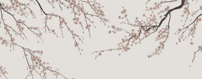 Papier peint panoramique Sakura beige - Muralconcept