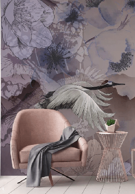 Papier peint grues japonaises - Muralconcept