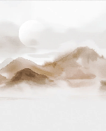 Wallpaper with misty mountains – Sepia glow