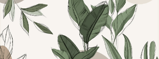 Papier peint panoramique végétal graphique taupe - Muralconcept