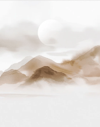 Wallpaper with misty mountains – Sepia glow