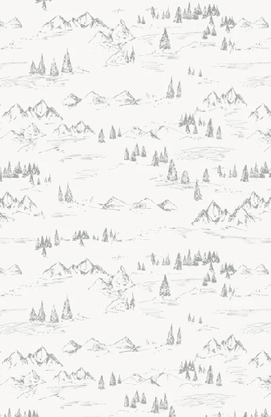 Papier peint illustration montagne et sapin - Muralconcept