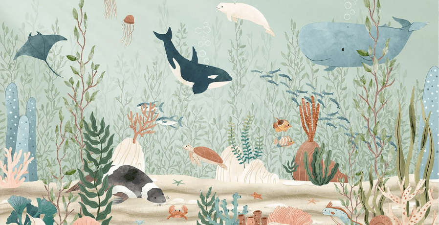 Papier peint bébé monde marin - Muralconcept