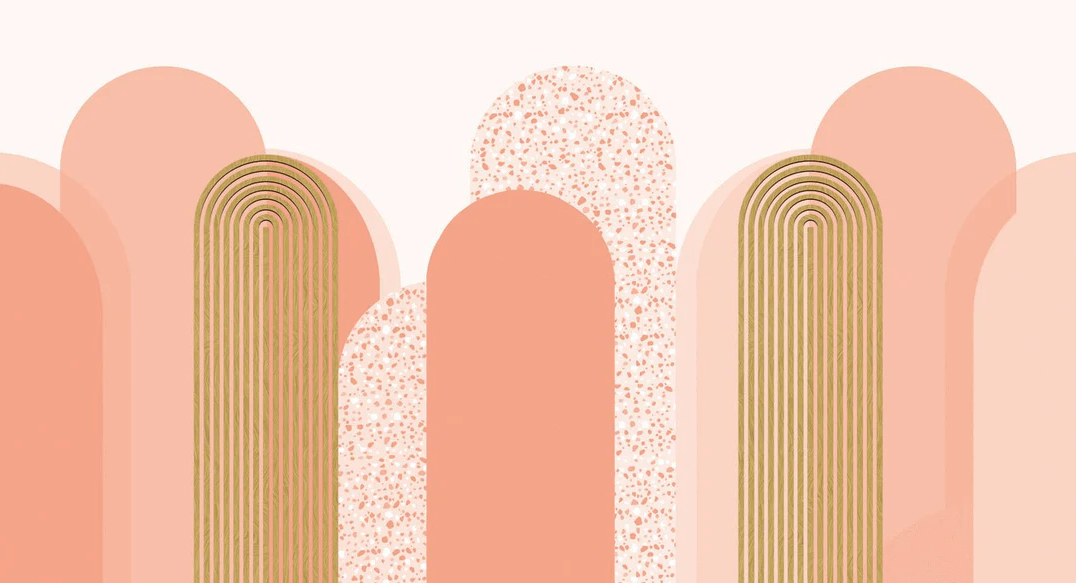 Papier peint Art déco graphique tendance rosé - Muralconcept