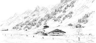 Papier peint Clusaz ski fond montagne Confins - Muralconcept