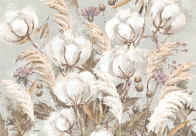 Papier peint panoramique fleur coton - Muralconcept
