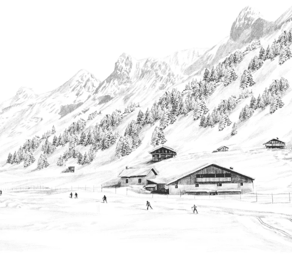 Papier peint Clusaz ski fond montagne Confins - Muralconcept