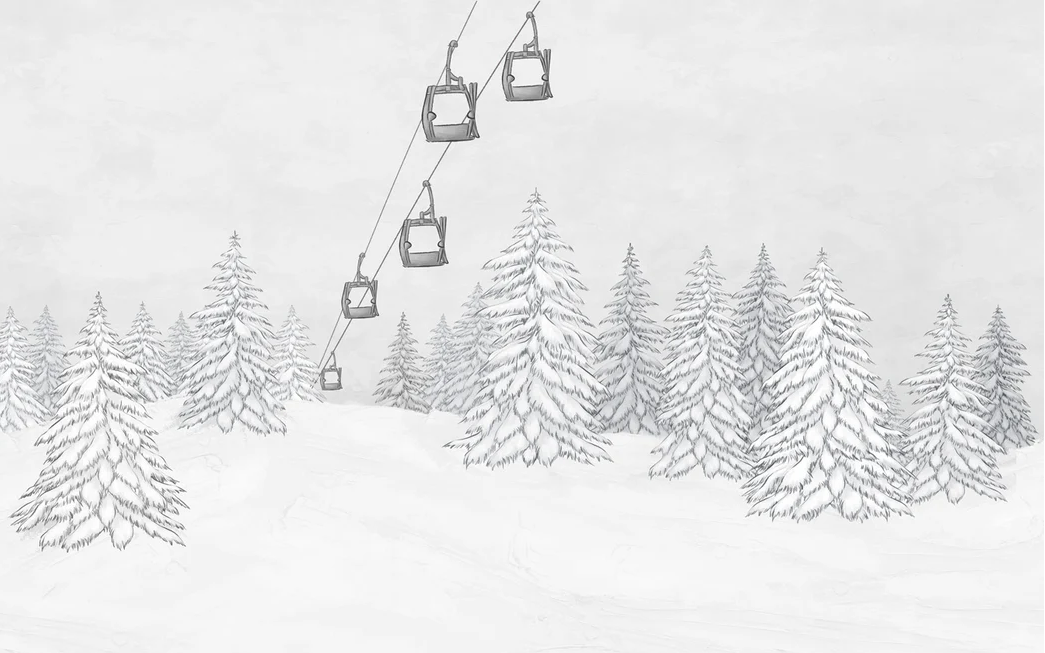 Black & white gondola mountain wallpaper