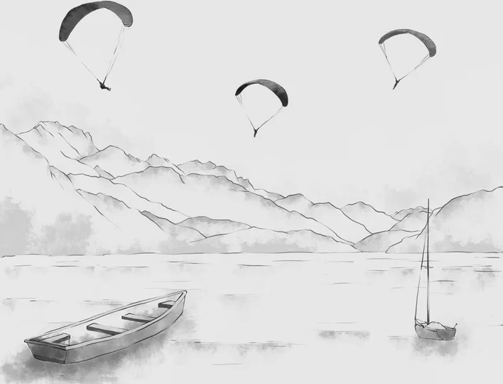 Papier peint Annecy - cimes & art en monochrome