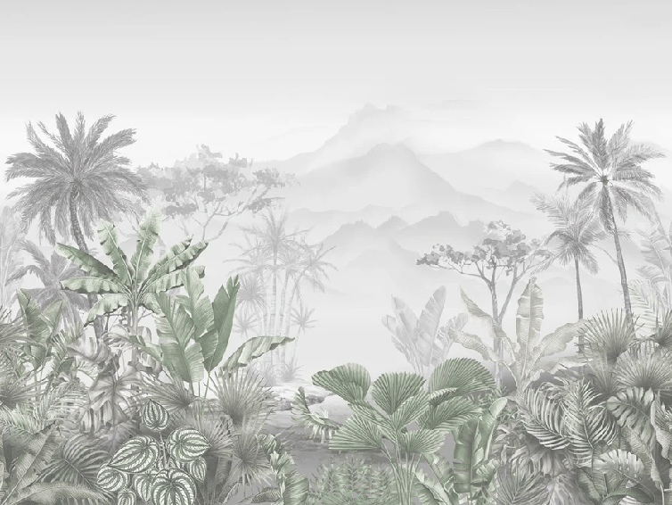 Papier peint tendance tropical vert