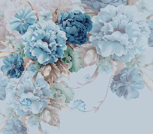 Papier peint fleurs bleues, XXL, tendance