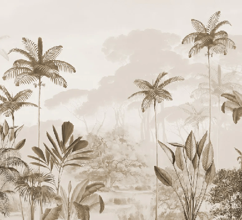 Papier peint panoramique jungle eden sépia, XXL, tendance