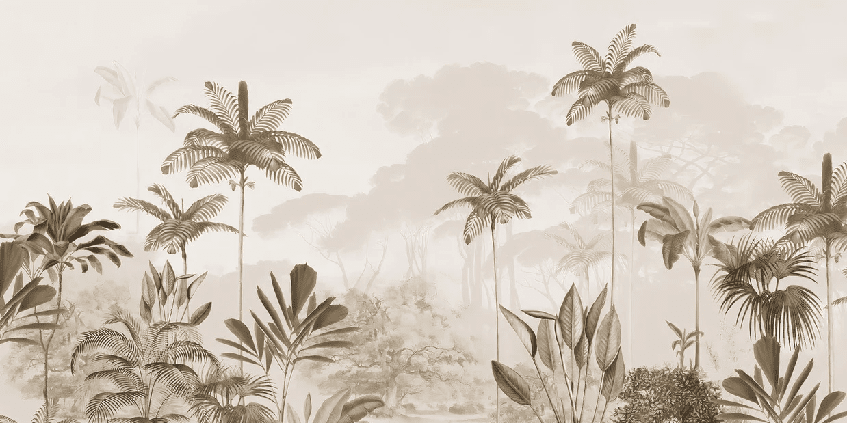 Papier peint panoramique jungle eden sépia - Muralconcept
