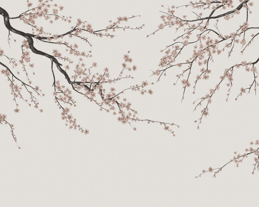 Papier peint panoramique Sakura beige - Muralconcept