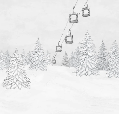 Black and white mountain cable car wallpaper