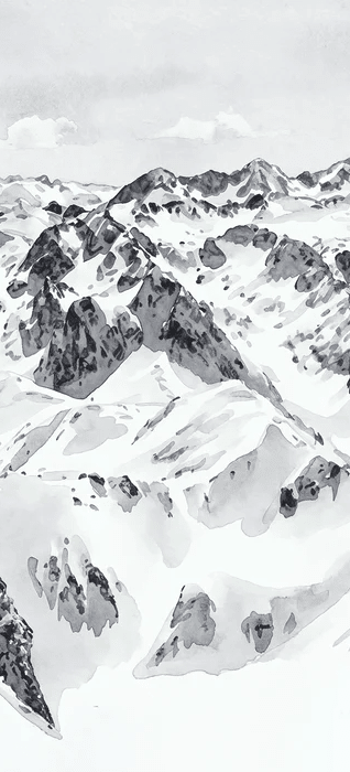 Papier peint Pyrénées  - Fresques enneigées Tourmalet Montagne - Muralconcept