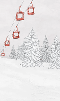 Papier peint montagne télécabine rouge - Muralconcept