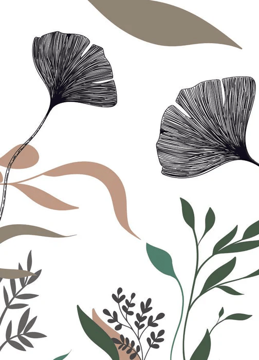 Papier peint ginkgo artiste floral - Muralconcept