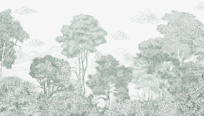 Papier peint panoramique Forêts et Monts vert