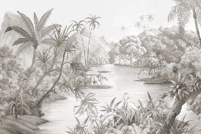 Papier peint panoramique jungle pittoresque