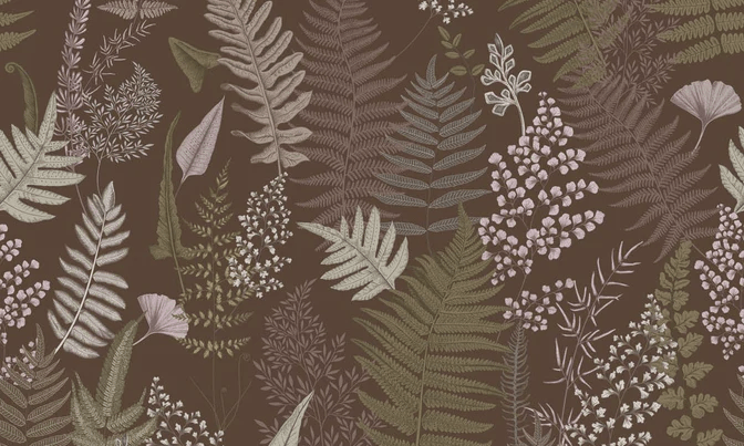 Papier peint feuille dense terracotta, XXL, tendance