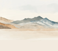 Papier peint panoramique montagne aquarelle pastel – Décor mural paysage apaisant - Muralconcept