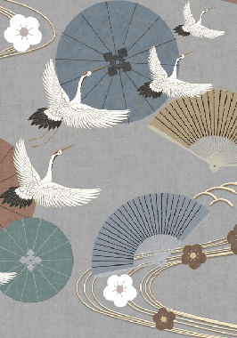 Papier peint grue asiatique zen - Muralconcept