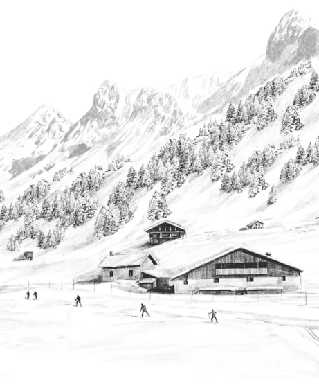 Papier peint Clusaz ski fond montagne Confins - Muralconcept
