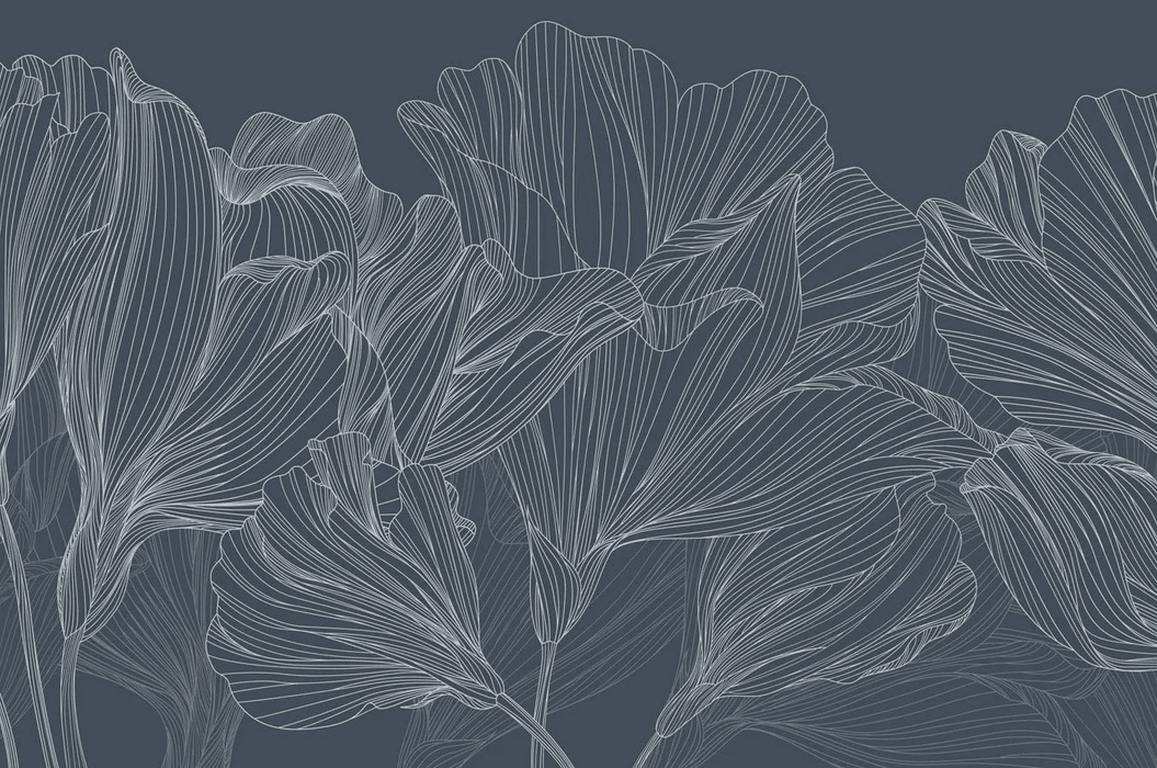 Papier peint panoramique valse des fleurs bleu - Muralconcept