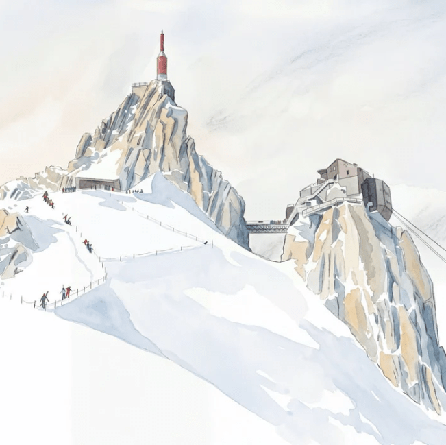Papier peint aiguille du midi Chamonix - Vallée blanche Mont blanc - Muralconcept