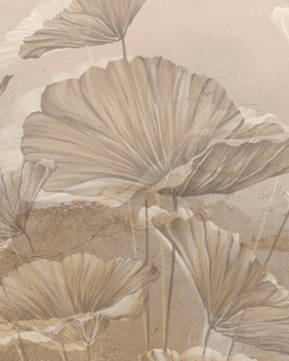 Papier peint panoramique lotus sepia - Muralconcept