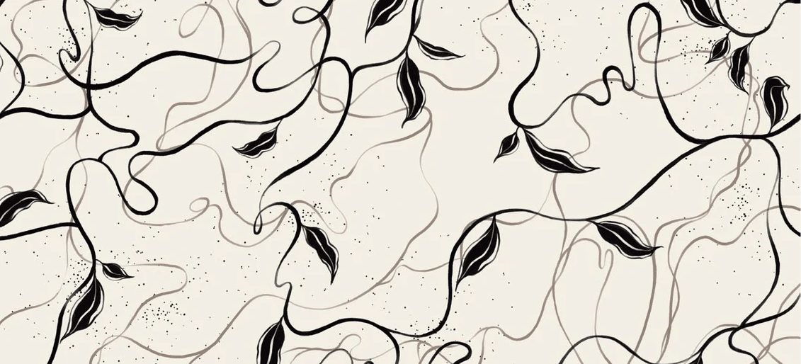 Papier peint végétal -  Lignes greige