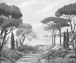 Papier peint balade dans les calanques noir et blanc - Muralconcept