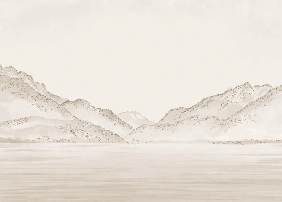 Papier peint lac Annecy sépia - Relief Pointillé - Muralconcept