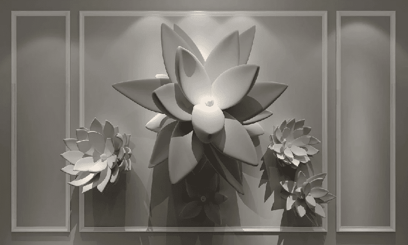 Papier peint 3D fleur cadre - Muralconcept