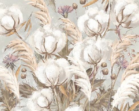 Papier peint panoramique fleur coton, XXL, tendance