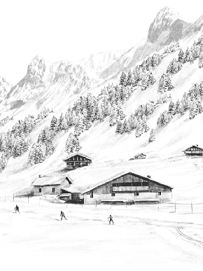 Papier peint Clusaz ski fond montagne Confins - Muralconcept