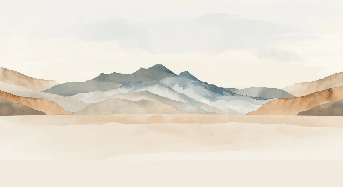 Papier peint panoramique montagne aquarelle pastel – Décor mural paysage apaisant - Muralconcept