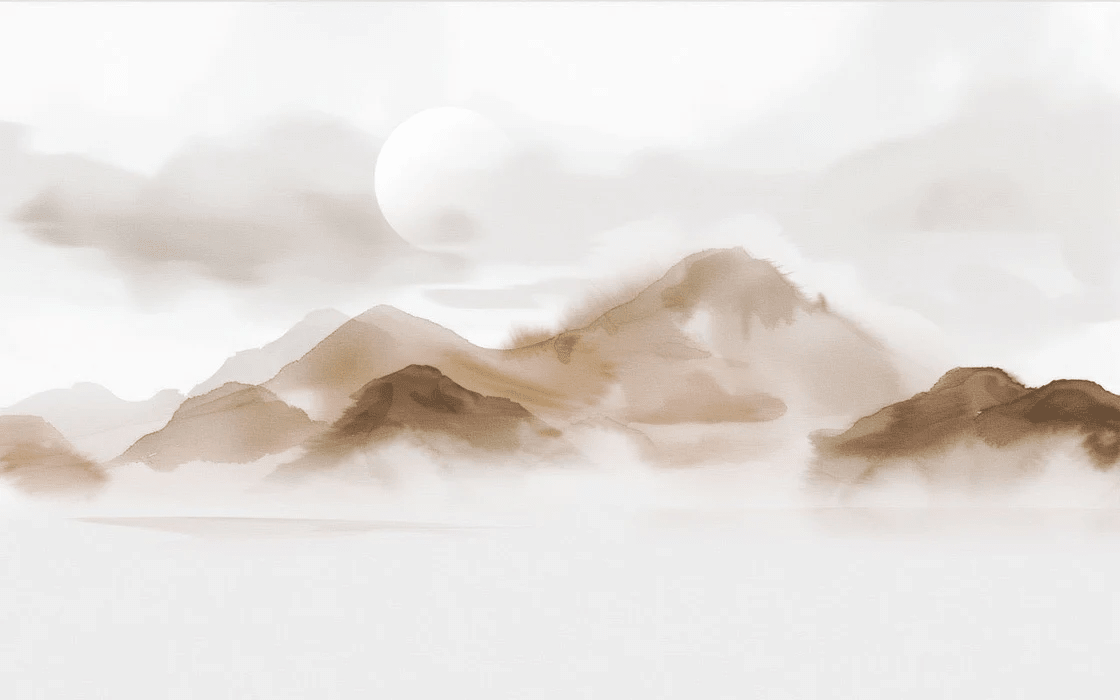 Papier peint montagnes voilées – Lueur sépia - Muralconcept