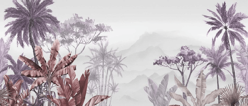 Papier peint tendance tropical violet - Muralconcept