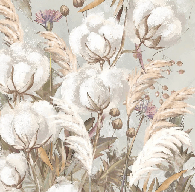 Papier peint panoramique fleur coton - Muralconcept
